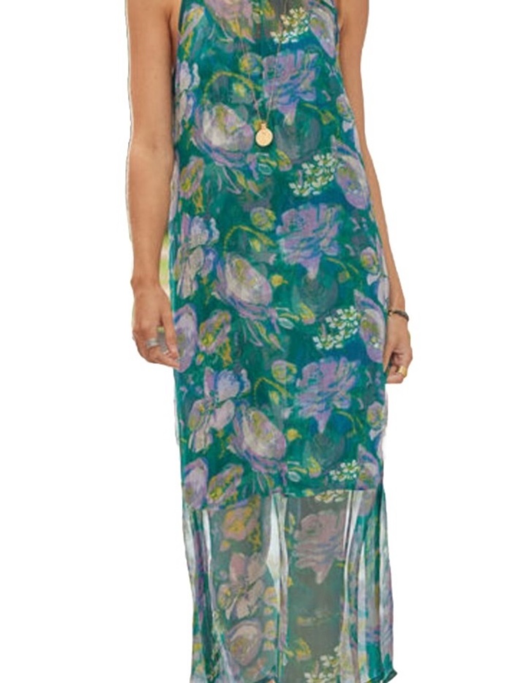 Sundance Catalog Le Midi Dress | Size L | Floral Sheer